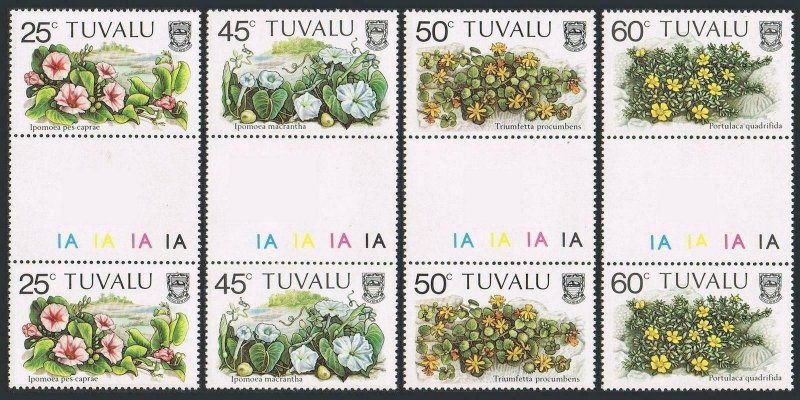 Tuvalu 231-234 gutter pairs,MNH.Michel 224-227. Beach Flowers 1984.