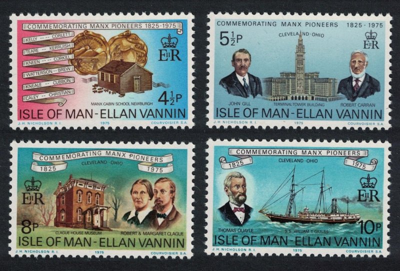 Isle of Man Ships School Museum Manx Pioneers in Cleveland Ohio 4v 1975 MNH