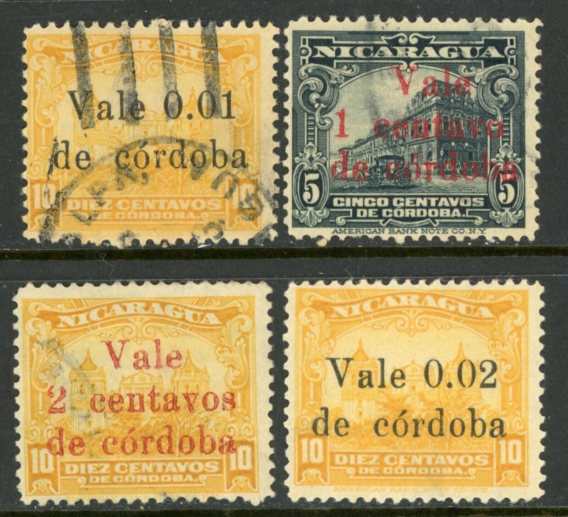 Nicaragua 1923 Provisionals Scott 416-419VFU M512 