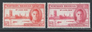 Northern Rhodesia 1946 Peace Omnibus Issue Scott # 46 - 47 MH