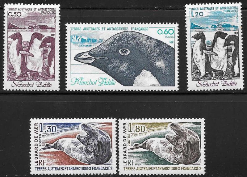 French Southern Antarctic Territories FSAT TAAF Scott 89-93 M NH Cat US$6