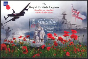 Gibraltar 2011 Royal British Legion Military Aviation Ships Flowers S/S MNH**