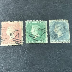 ST. VINCENT # 2-4--USED---COMPLETE SET----VICTORIA---1862-66