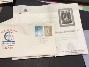 Iceland 1966 Europa first day of issue postal cover Ref 60307