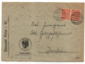 Germany 1922 multi stamp Inflation cover Altena PMK WS23299