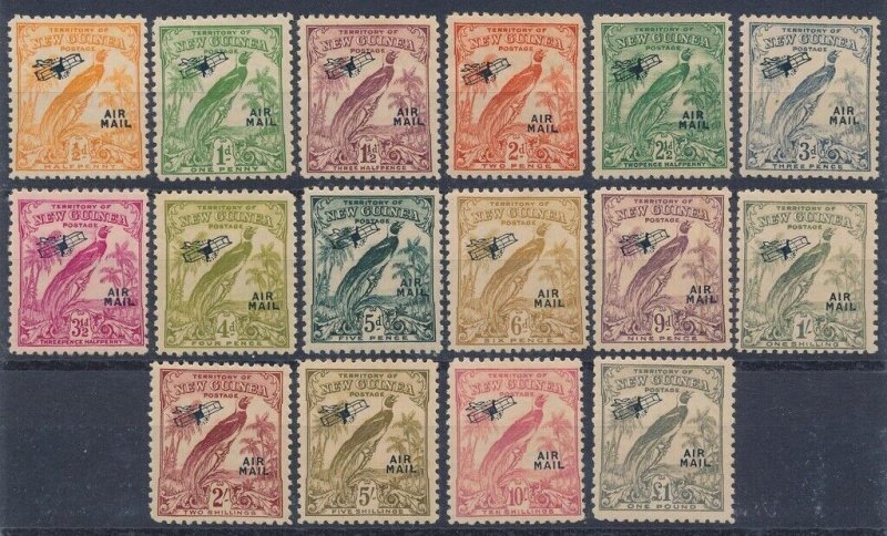 NEW GUINEA 1932 Undated Birds Airmail set ½d to £1. MNH **. SG 190-203 cat £550.