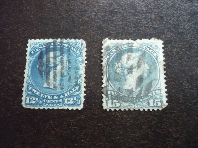 Stamps - Canada - Scott# 28, 30b - Used Part Set of 2 Stamps