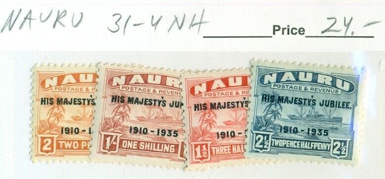 NAURU #31-4, Mint Never Hinged, Scott $24.00