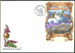 GUINEA  2013 THE ANIMALS  WHALES   SOUVENIR SHEET FIRST DAY COVER