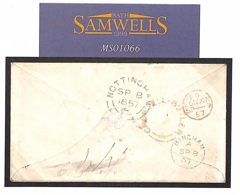 MS1066 1857 GB Notts *CROPWELL-BUTLER* UDC Village Receiver Bingham Cover Herts