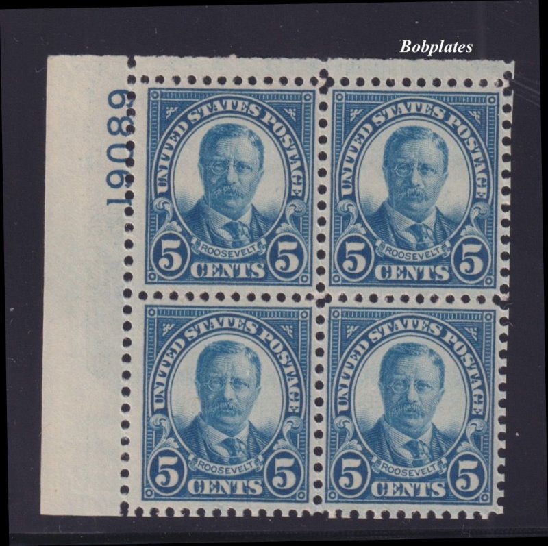 BOBPLATES US #637 T Roosevelt Upper Left Plate Block 19089 VF MNH SCV= $17.5