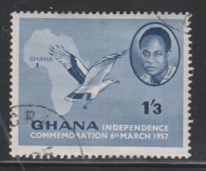 Ghana 4 Kwame Nkrumah, Map and Palm-nut Vulture 1957