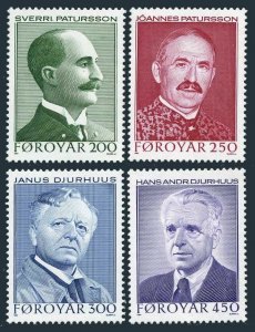 Faroe 108-111 sheets,MNH. Poets 1984:Sverri Patursson,Joannes Patursson,