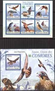 Comoro Islands 2009 Birds Hawks Sheet + S/S MNH