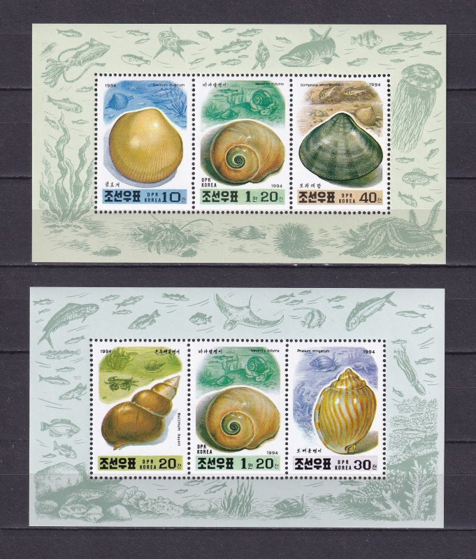 Korea 1994 Sea Shells Sc3359-60 2 Stamps Sheets MNH