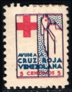 Vintage Venezuela Charity Poster Stamp 5 Centavos Help The Venezuelan Red Cross