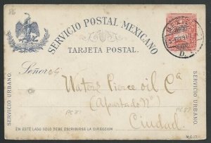 MEXICO 1897 2c postcard used ..............................................60587 