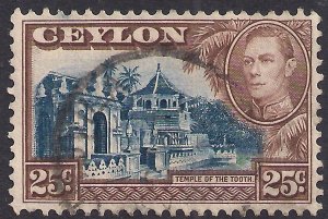 Ceylon 1938 - 49 KGV1 25ct Deep Blue & Chocolate used SG 392a ( K247 )