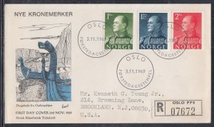 Norway Scott 370-2 FDC - King Olav V 1969 Phosph. Issues