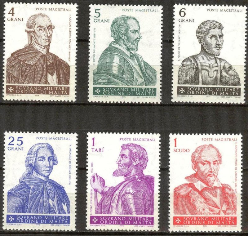 Sovereign Military Order of Malta 1974 Famous People set of 6 MNH