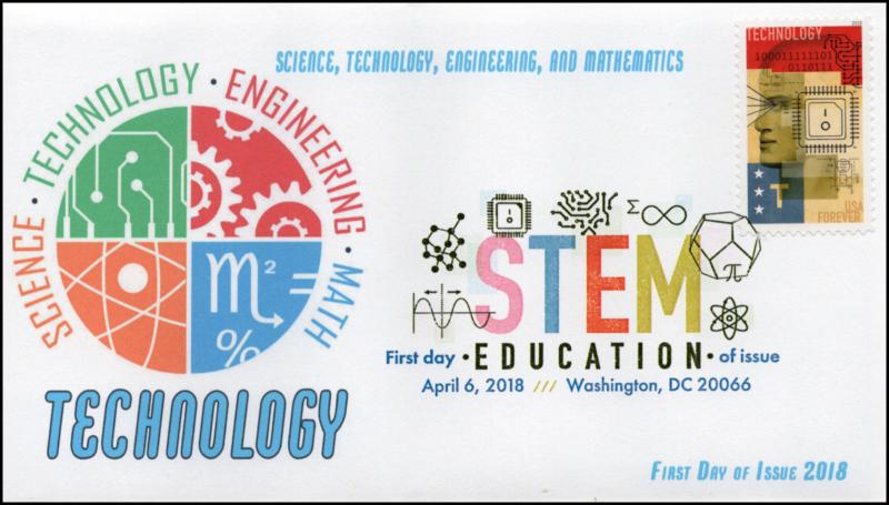 18-088, 2018, STEM Education, Digital Color Postmark, Technology, FDC,