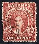 Bahamas #8 (SG 17) Cat£140, 1862 1p brown lake, used, usual perf. flaws