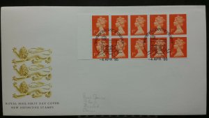 GB 1st Machin Definitive Booklet Pane 4 April 1995 GB HD24 FDC Windsor SHS