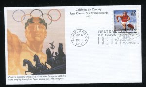 US 3185j Celebrate Century 1930s, Jesse Owens UA Mystic cachet FDC