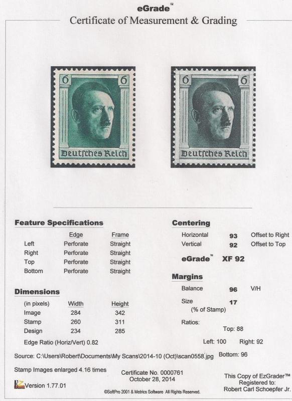 Germany #B104 6pf + 25pf A Hitler M OG H EGRADED XF 92 XXF