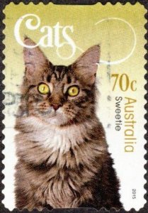 Australia 4295 - Used - 70c Sweetie / Grey Longhair Cat (Sync. DC) (2015)