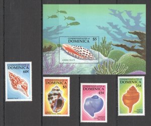 B0360 1987 Dominica Marine Life Seashells #1031-34 1Set+1Bl Mnh