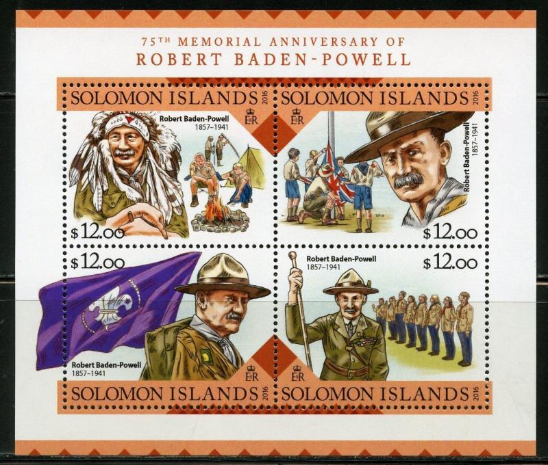 SOLOMON ISLANDS  2016 75th MEMORIAL ANNIVERSARY OF BADEN POWELL SHEET  MINT NH