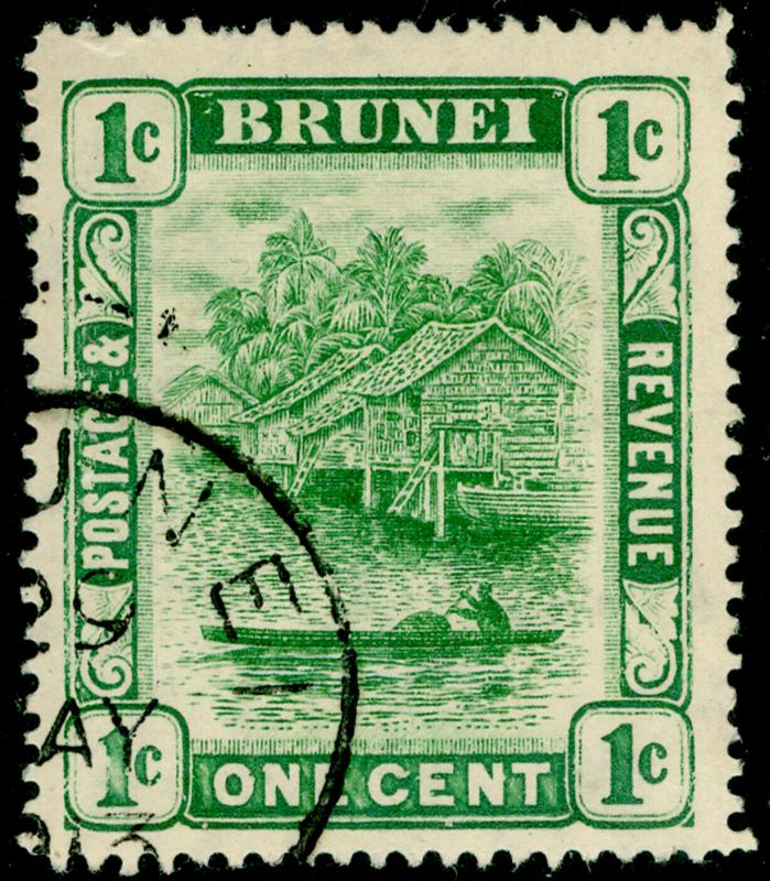 BRUNEI SG34, 1c green, VFU.