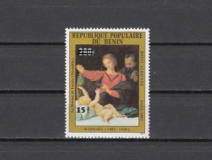 Benin, Scott cat. C319. 1983 Religious Christmas, SURCHARGED issue. ^