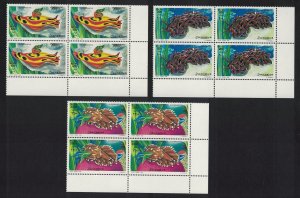 Somalia Nudibranchs 3v Corner Blocks of 4 1999 MNH MI#794-796