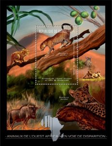 GUINEA - 2012 -Endangered Animals in W. Africa-Perf Souv Sheet-Mint Never Hinged