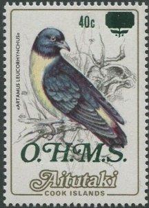 Aitutaki OHMS 1985 SGO24 40c on 36c Wood Swallow MNH