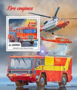 Sierra Leone - 2019 Fire Engines on Stamps - Stamp Souvenir Sheet - SRL190409b