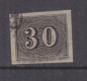BRAZIL, 1850 30r. Black, used.