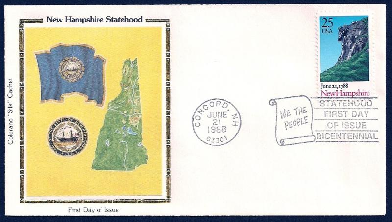 UNITED STATES FDC 25¢ New Hampshire Statehood 1988 Colorano