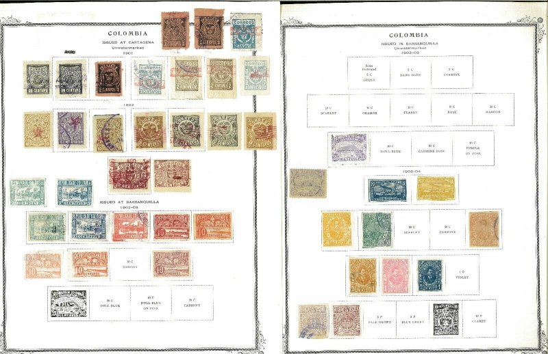 Colombia 1871-1967 Mostlu Used (a few Mint) JHinged on Scott Specialty Pages