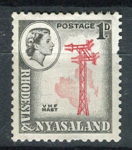 RHODESIA NYASALAND; 1959 early QEII issue Mint hinged 1d. value