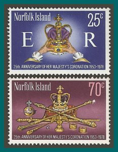 Norfolk Island 1978 Sc#229/230 QUEEN ELIZABETH II CORONATION 25th. Set (2) MNH