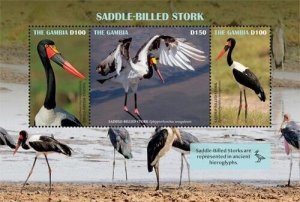 Gambia 2019 - Saddled Billed Stork - Sheet of 3 Stamps - MNH