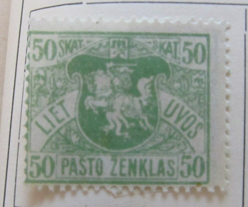 A11P4F5 Litauen Lituanie Lithuania 1919 Wmk Wavy Lines 50sk White Paper MH*