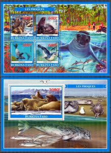 Burkina Faso 2019 Animals Seals Sheet + S/S MNH