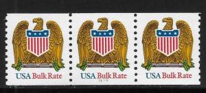 US 2603 Eagle & Shield PNC Strip of 3 Plate Number 11111 MNH