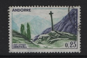 Andorra French    #147  used  1961 Gothic Cross 25c