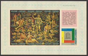 Burundi 157-158,C26,six imperf sheets,MNH. UNESCO 1966. Tapestry by Peter Colfs.