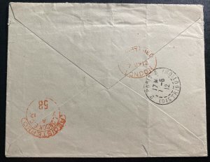 1912 Turks & Caicos Island Registered Cover To Paris France Nice Franking